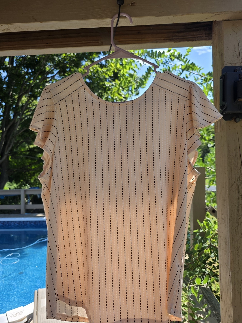Adrianna Papell Blouse with Black Dotted Stripes